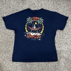DOM Living My Best Life T Shirt Men's Size XL Navy Blue Short Sleeve 100% Cotton